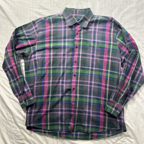 Alan Flusser Long Sleeve Button Up Size XL Plaid Colorful - Picture 2 of 6